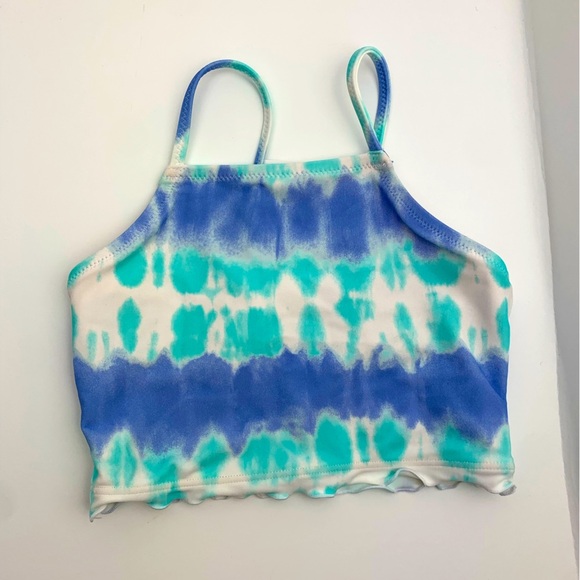 NWT J Crew Crewcuts Girls' Swimsuit Top UPF 50+ Size 4-5 Blue Tie dye - Picture 1 of 3